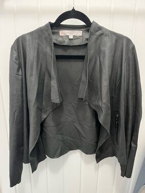 Simons Black Open-Front Leather Jacket
